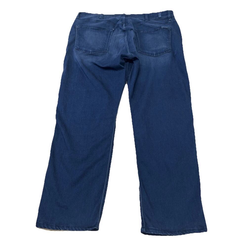 7 For All Mankind Slimmy Jeans Men's 38X29 Blue Denim Dark Wash Straight Stretch - Picture 2 of 13